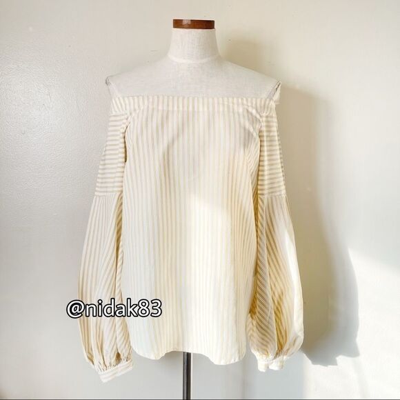 Anthropologie Maeve Yellow Off the Shoulder Linen Top Size 4 NWOT - Picture 4 of 7